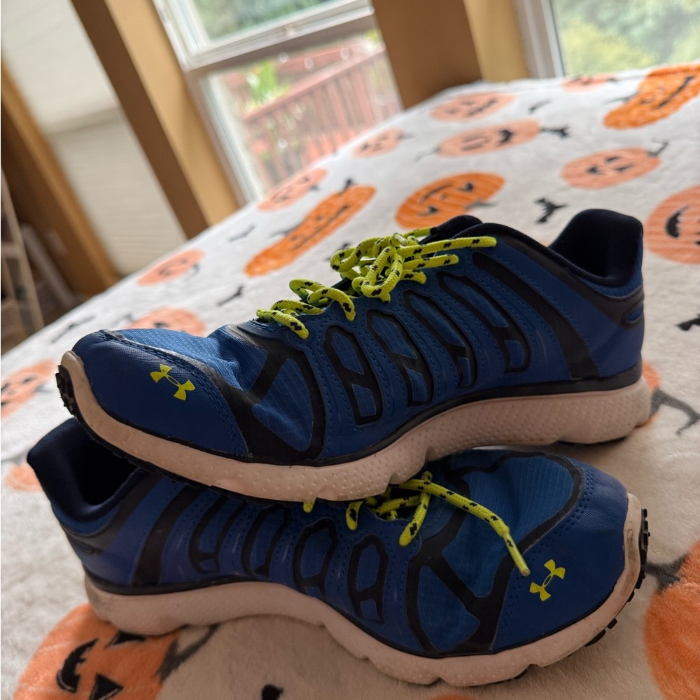 Under Armour Blue and Neon Yellow Athletic Shoes